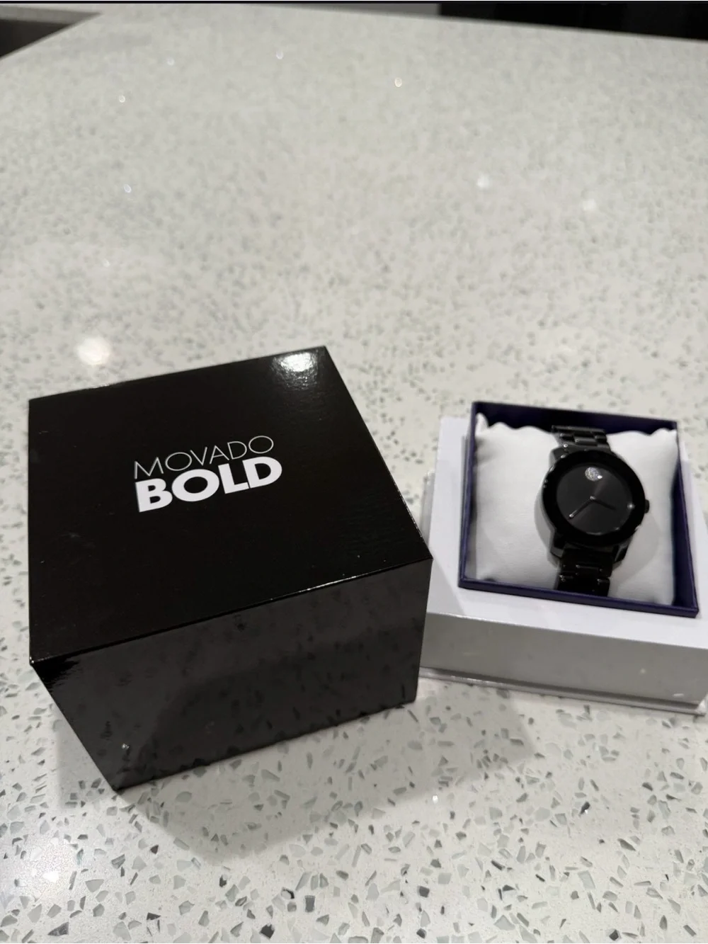 Movado Bold Black Stainless Steel Watch